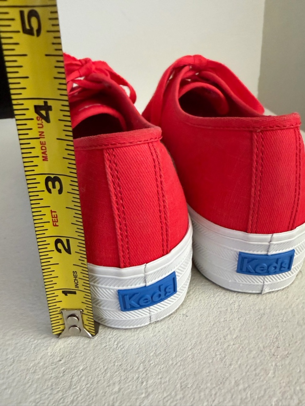NWOB Keds Sz 8 Red Linen Blend Platform Lace Up Sneaker - Picture 5 of 8